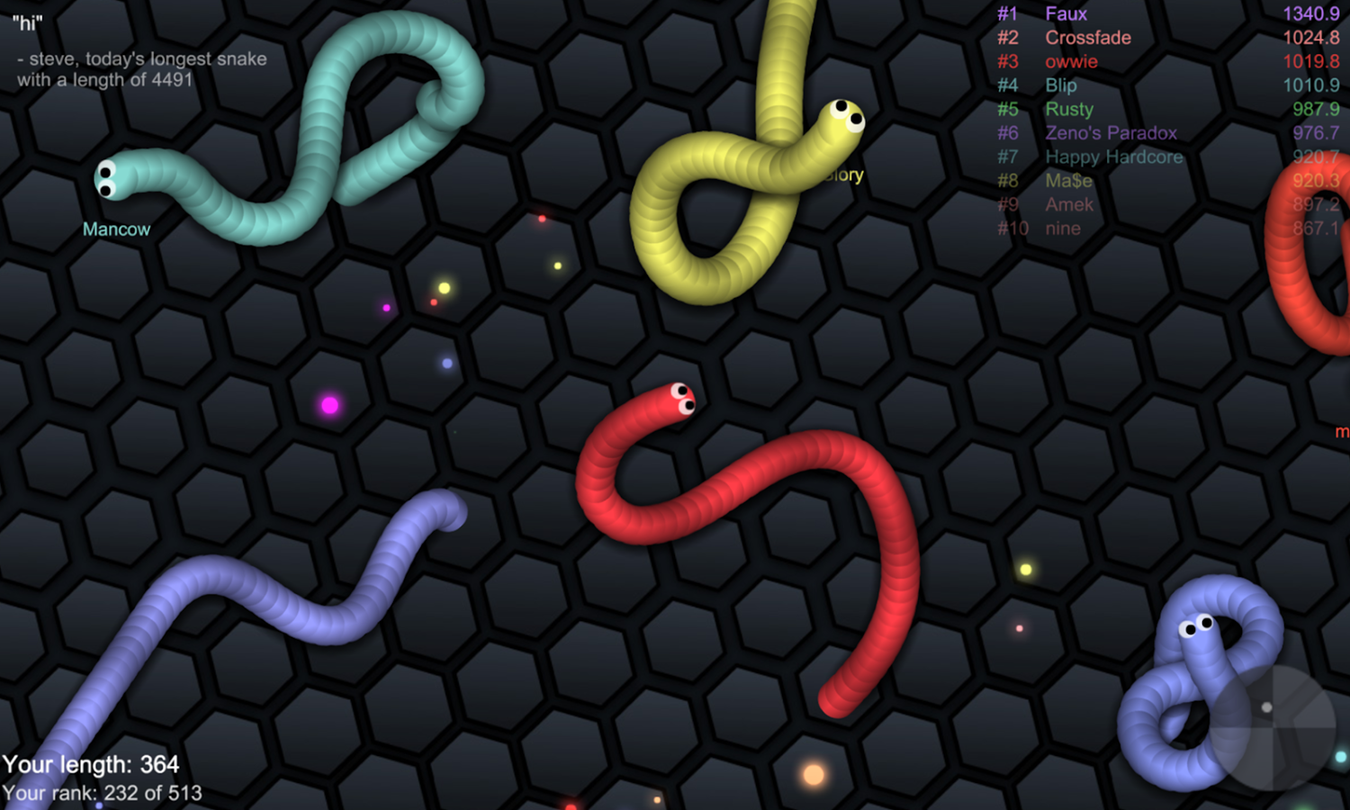 The game that represents the evolution of the snake